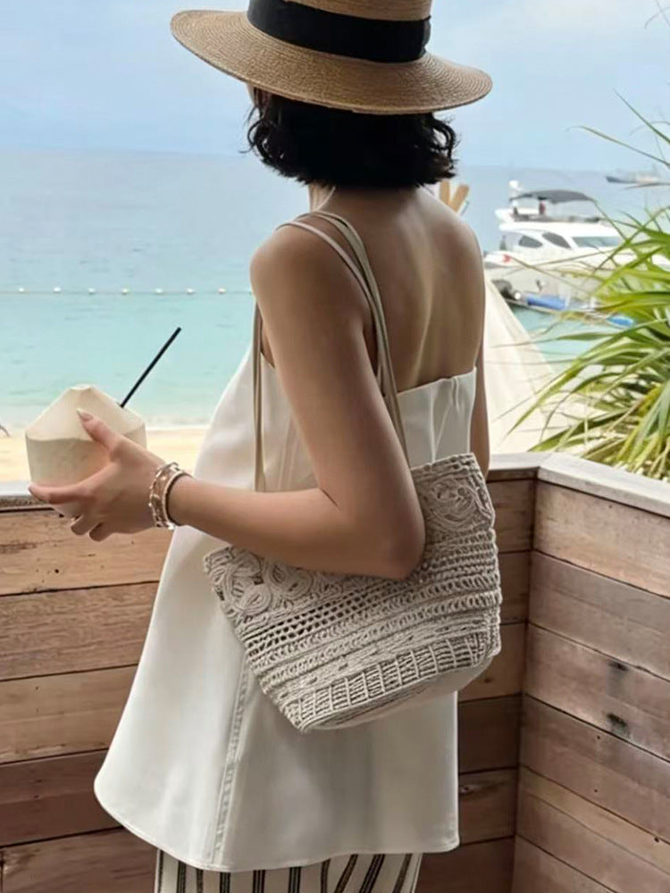 Loose Feeling One Hollow Crocheted Woven Female Summer Seaside Vacation Shoulder Bags