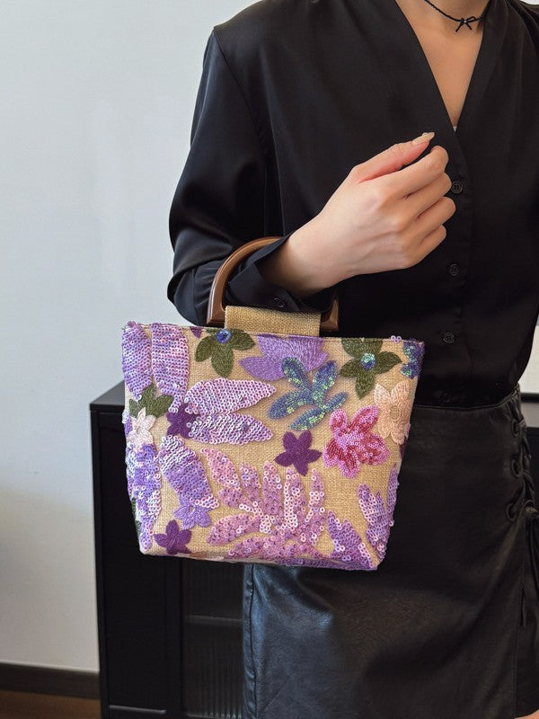 Summer Bamboo Advanced Texture Color Sequins Handbags