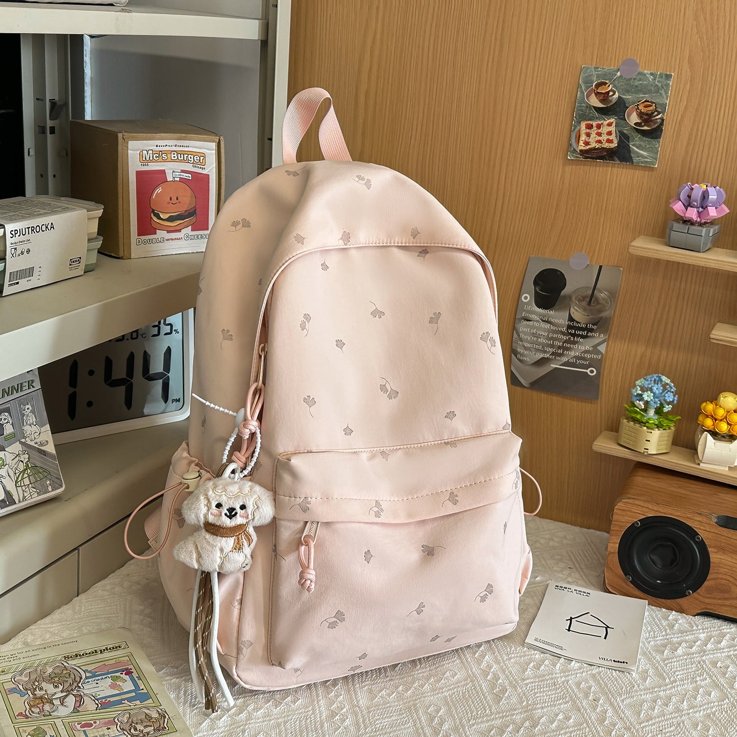 Classic Fresh Junior High Leaf Printing Backpacks