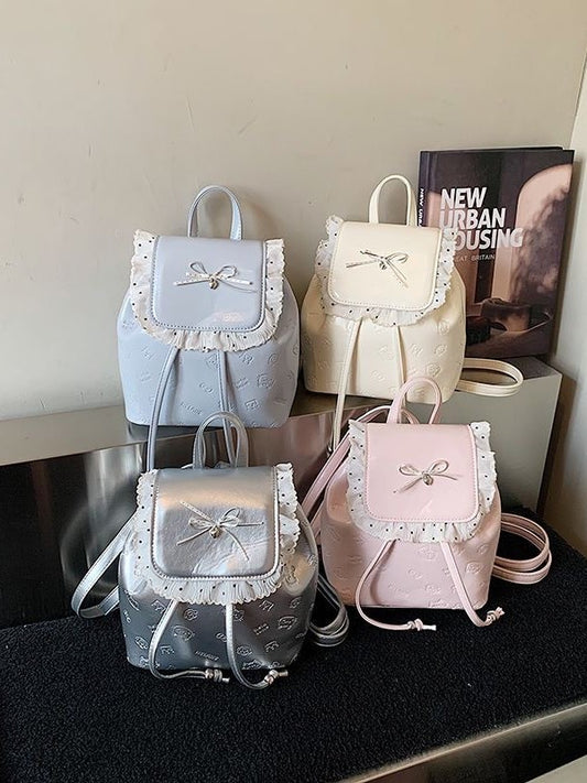 Korean Style Sweet Bow Female Design Cute Kitten Leisure Backpack