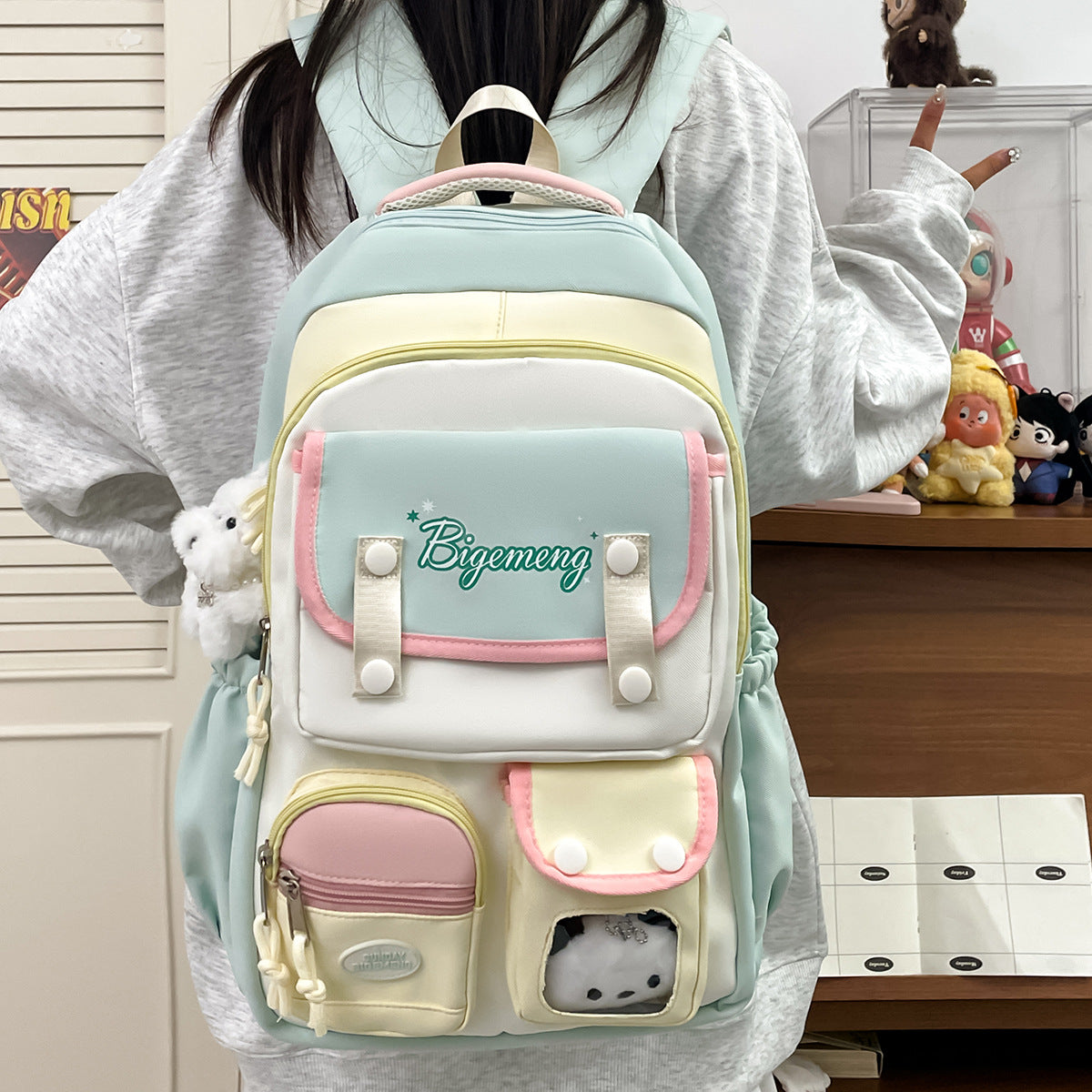 Female Junior High Cute Korean Style Color Matching Computer College Student Schoolbag