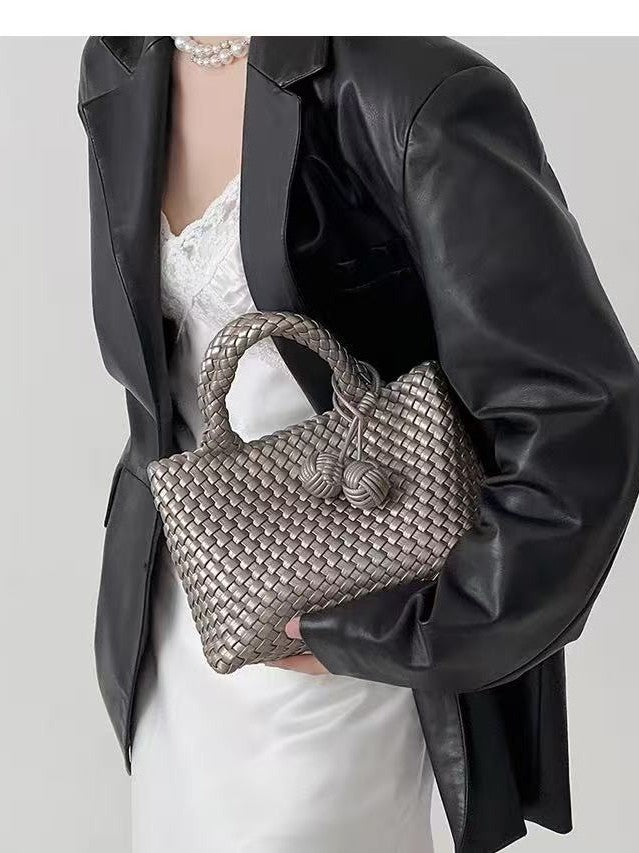 Women's Handmade Soft Leather Woven Unique Design Fashionable Women's Handbag