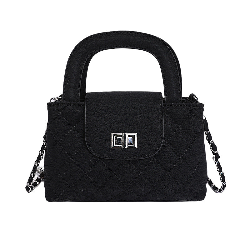 Women's Style Rhombus Chain Textured Portable Fashion Small Square Bag