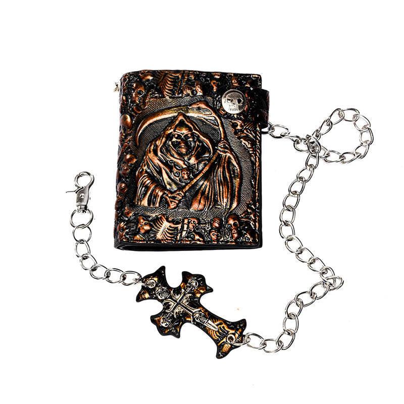 Men's Rock Personality Skull Death Short Chain Men's Wallet