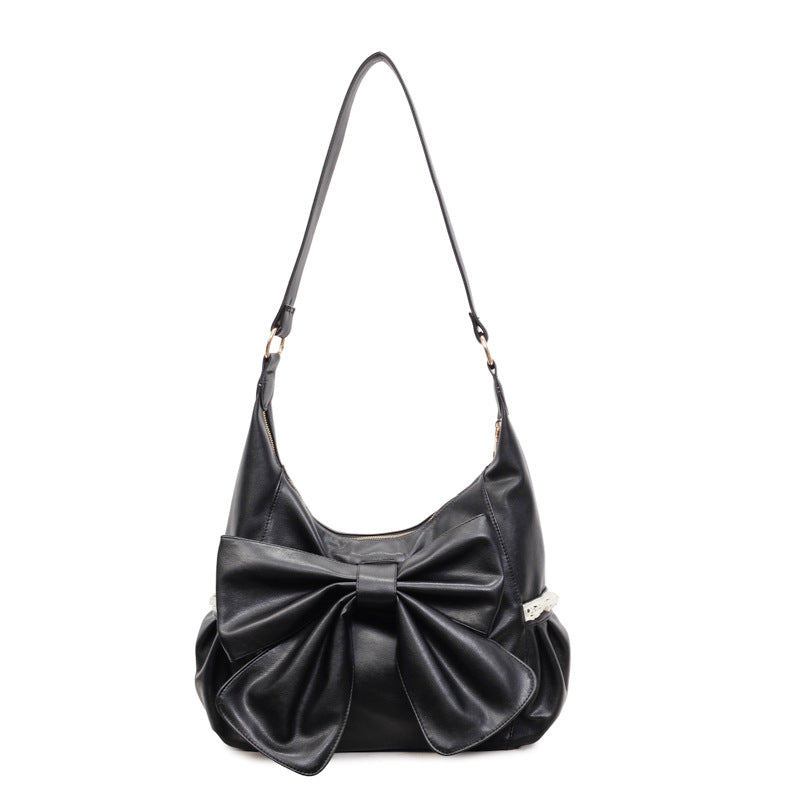Women's Large Capacity Commuter High-grade Soft Leather Bow Women's Shoulder Bag