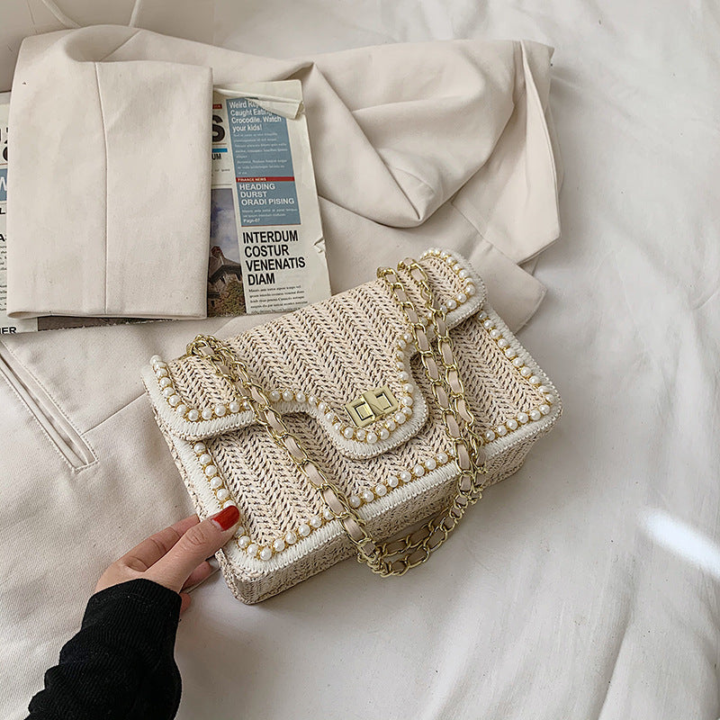 Pretty Women's Woven Summer Fashion Chain Small Square Bags
