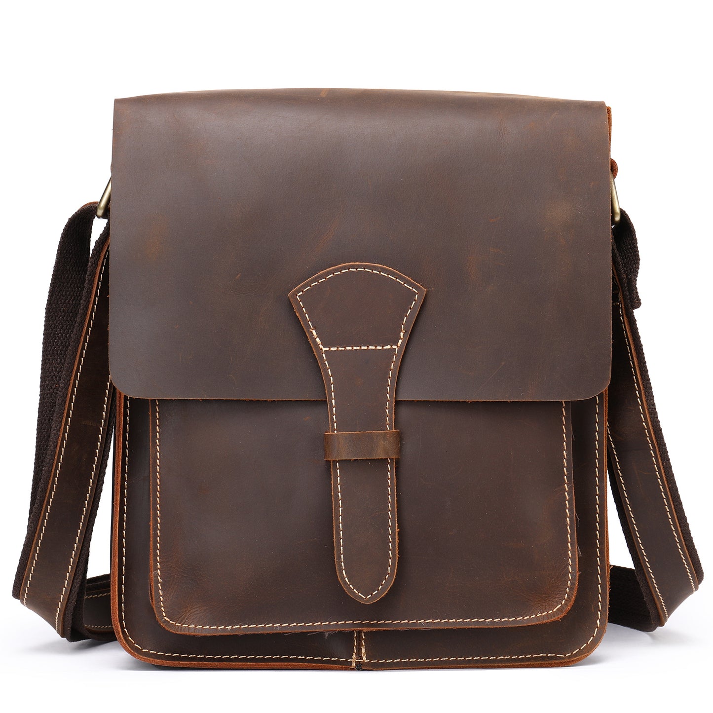 Men's Leather Fashion Crazy Horse First Layer Cowhide Men's Shoulder Bag