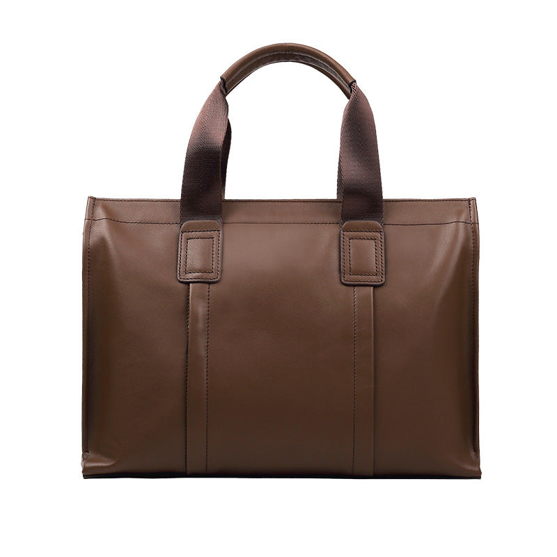 Men's Simple First Layer Cow Leather Computer Men's Tote