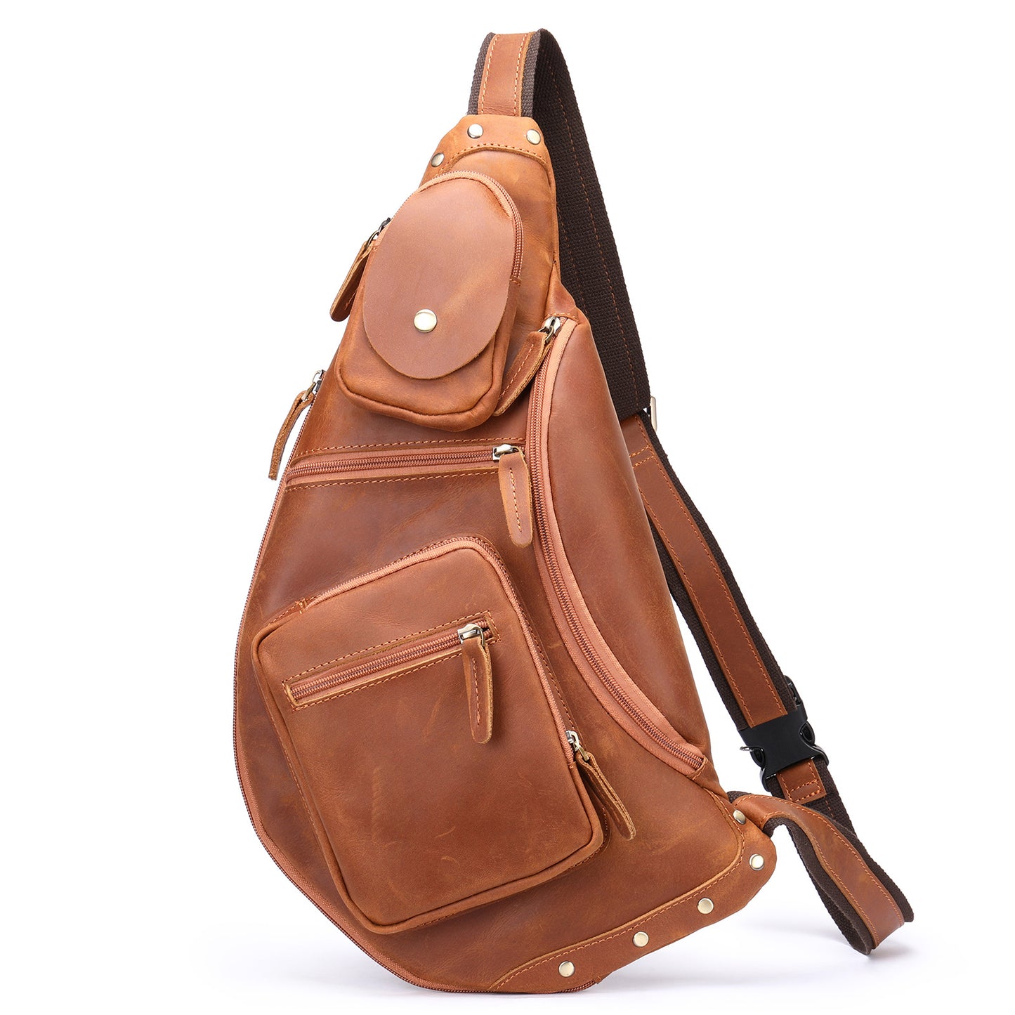 Men's Fashion Leather High-grade Retro Handmade Large Capacity Men's Chest Bag