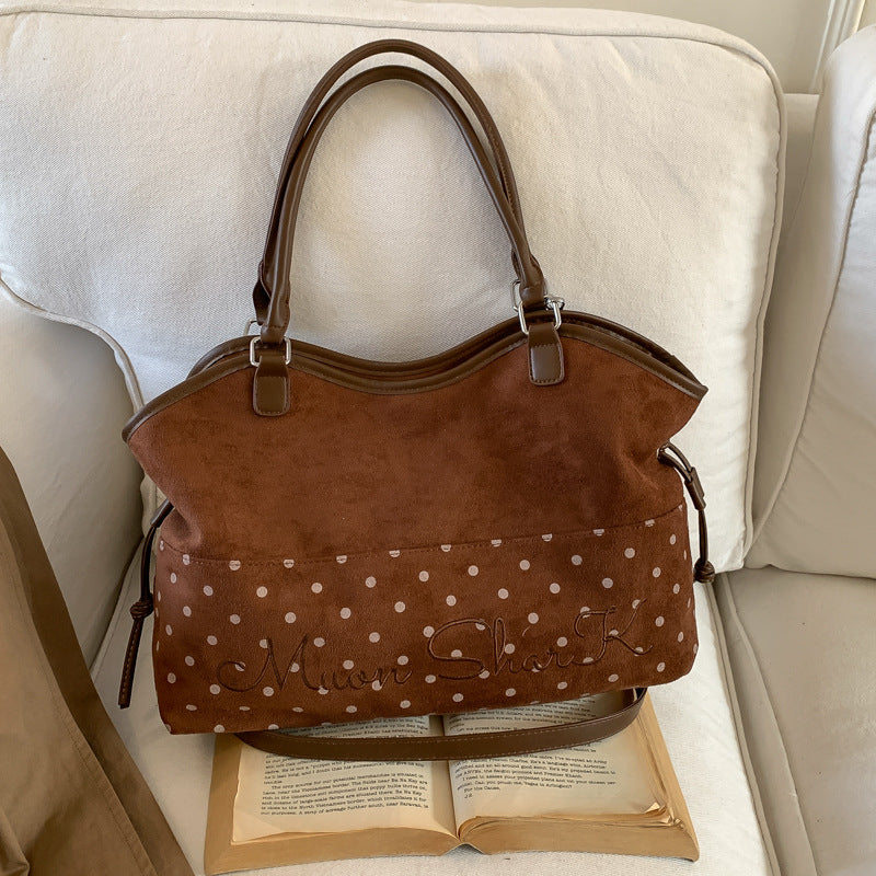 Women's Style Retro Contrast Color Winter Large Capacity Relaxed Feeling Good-looking Women's Shoulder Bag