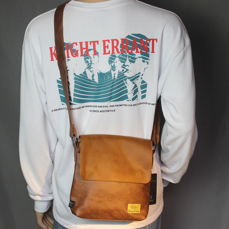 Men's Fashion Crazy Horse Leather Vertical Soft Men's Shoulder Bag
