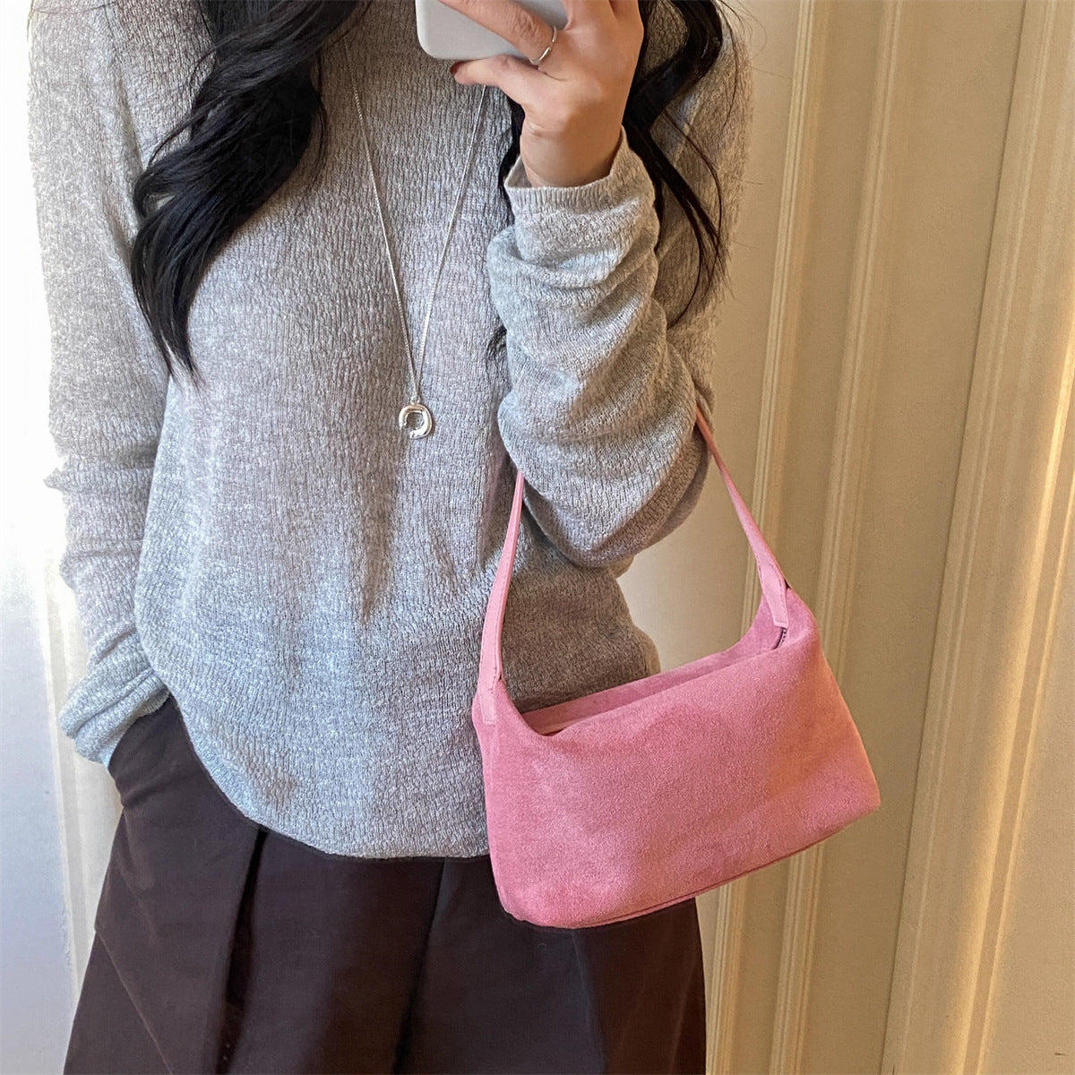 Women's Simple Solid Color Horizontal Korean Niche Women's Handbag