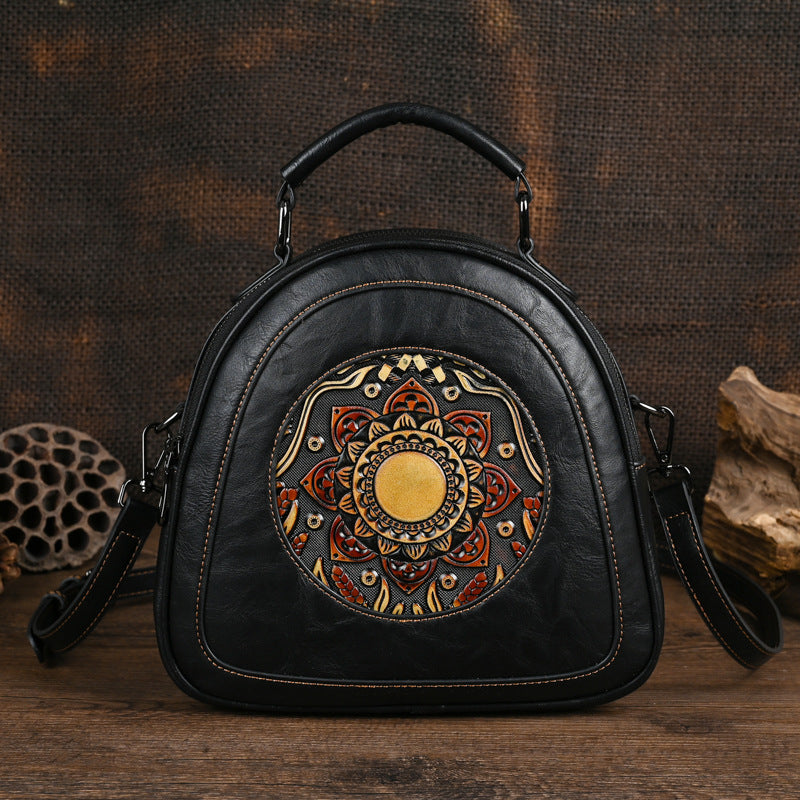 Women's Retro Embossing Brushed Street Trendy Patchwork Daily Women's Messenger Bag