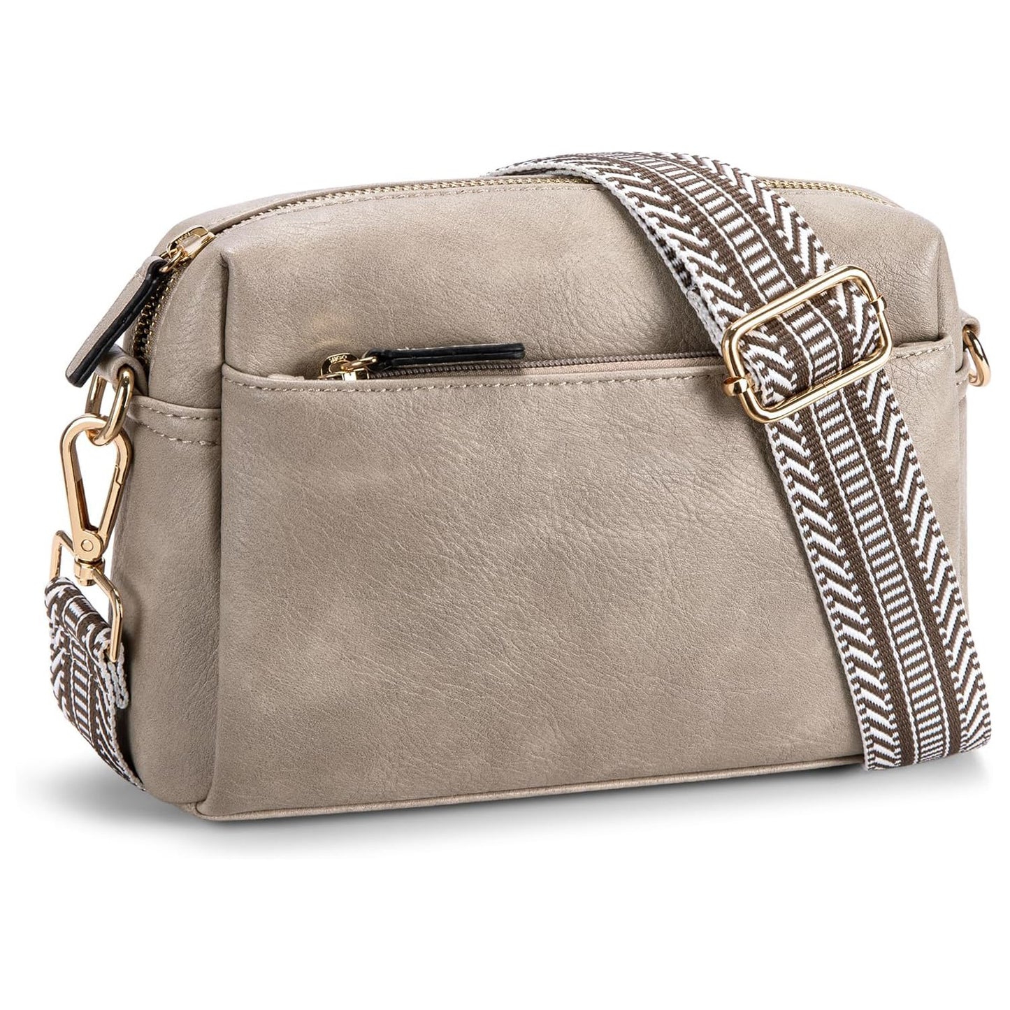 Women's Triple Zipper Mobile Leather Strap Color Women's Shoulder Bag