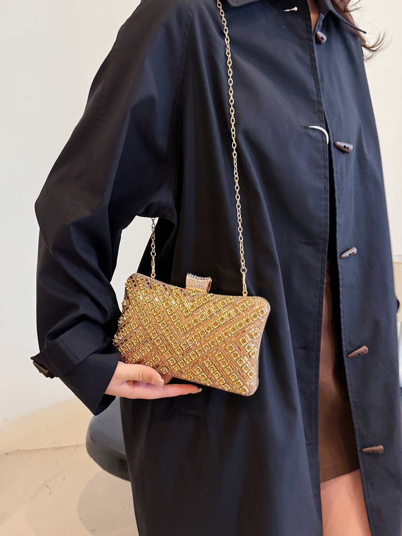 Shiny Fashion Rhinestone Minority Chain Box Bags