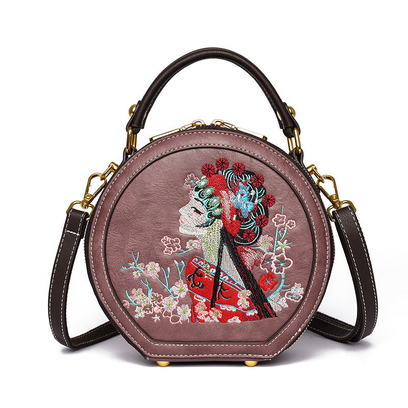 Chinese Style Embroidery Handmade Round Design Ethnic Texture Leisure Women's Shoulder Bag