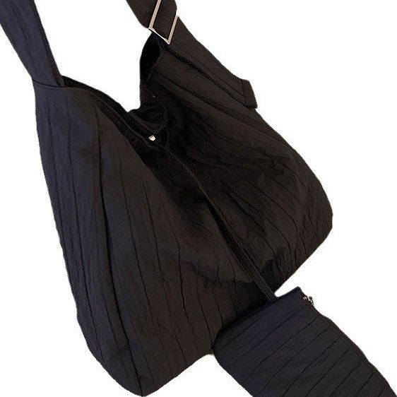 Women's Style Large Capacity Pleated Texture Mother Bags