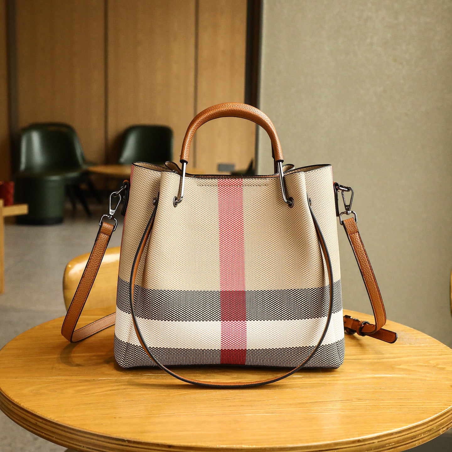 Women's High-grade Color Matching Large Capacity Totes Plaid Women's Shoulder Bag
