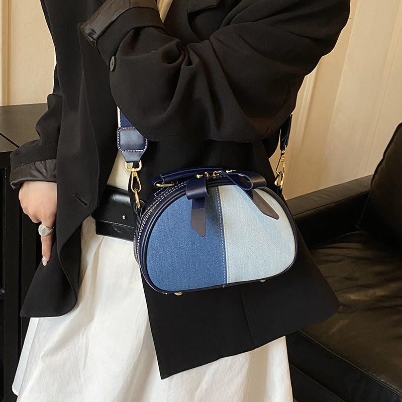 Women's Denim Design Stitching Large Capacity Commuter Women's Shoulder Bag
