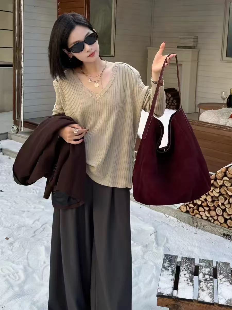 Women's High-grade Suede Genuine Leather Large Capacity Women's Shoulder Bag
