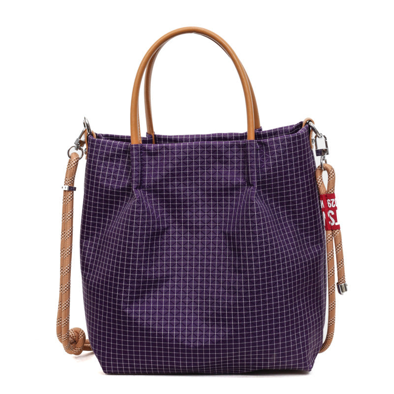 Portable Large Capacity Lightweight Plaid Commute Tote Bags
