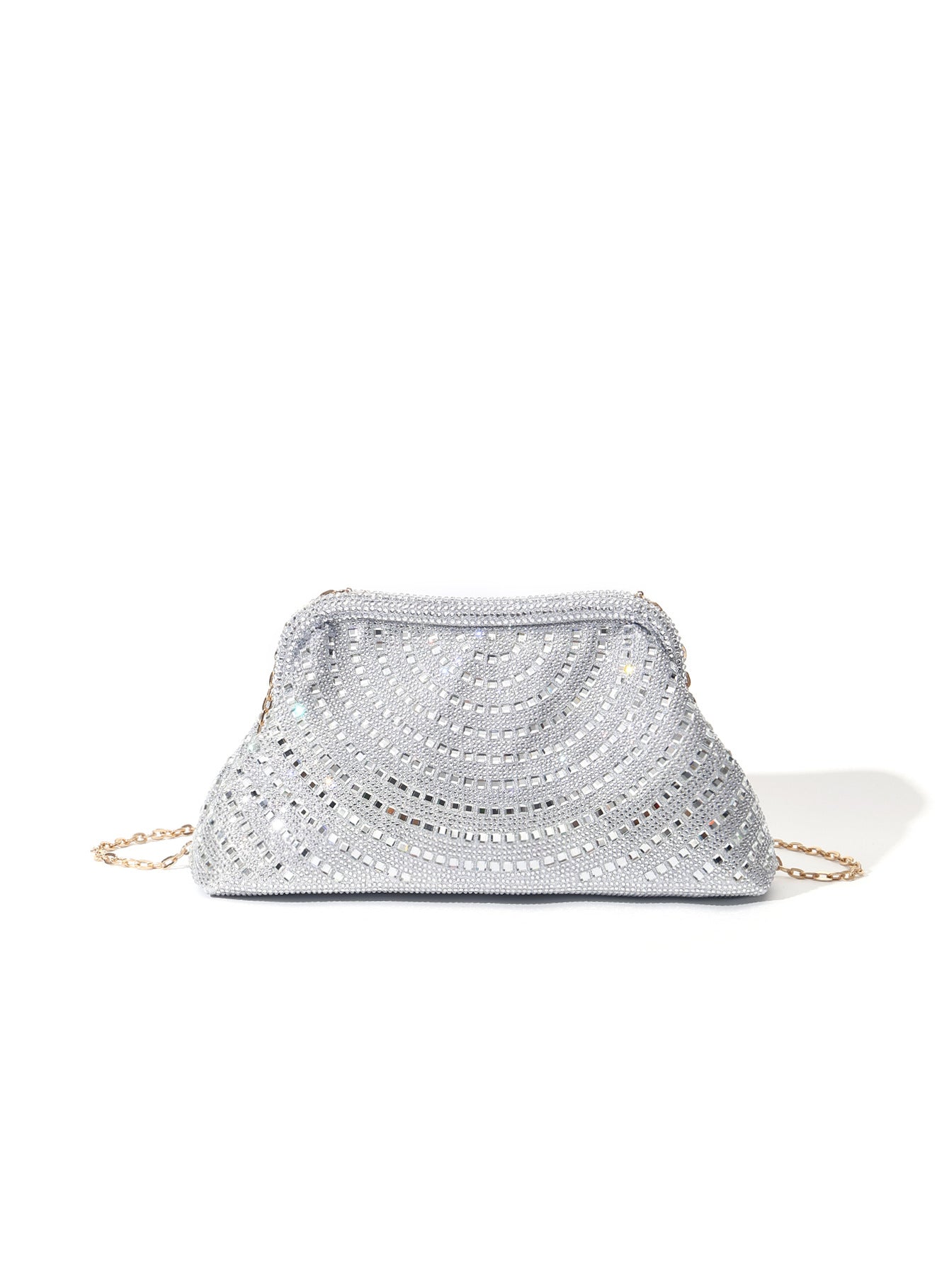Women's Full Diamond Hot Drilling Clip Dumpling Cloud Dinner Bag