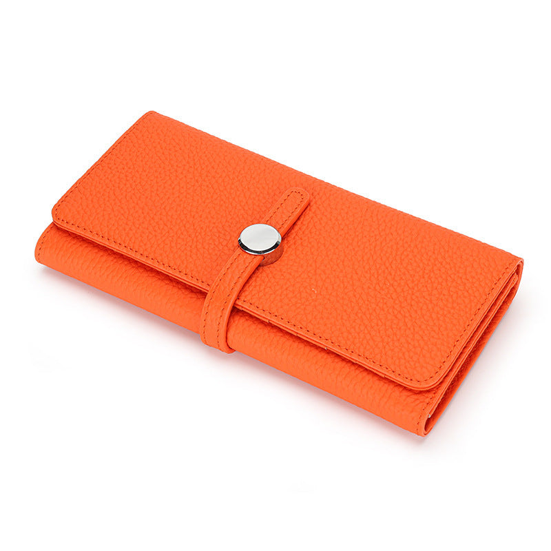 Women's Genuine Leather Folding Large Capacity Soft Cowhide Ladies Wallet