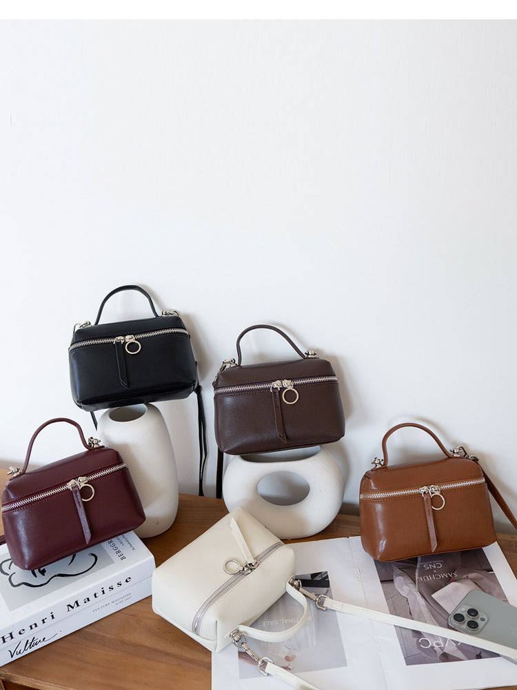 Vegetable Tanning Leather Box Female Niche Women's Messenger Bag