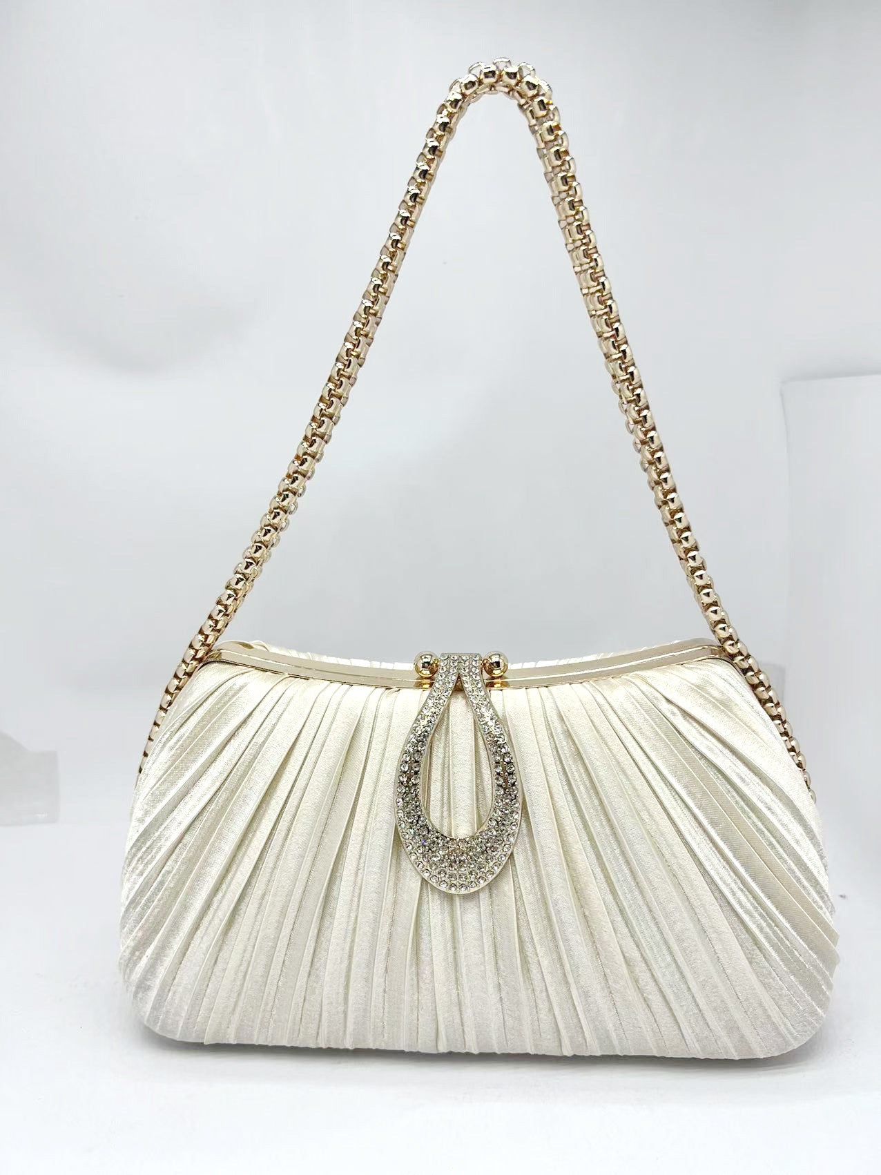 Pleated Solid Color Simple Fashion Elegant Cheongsam Dinner Bag