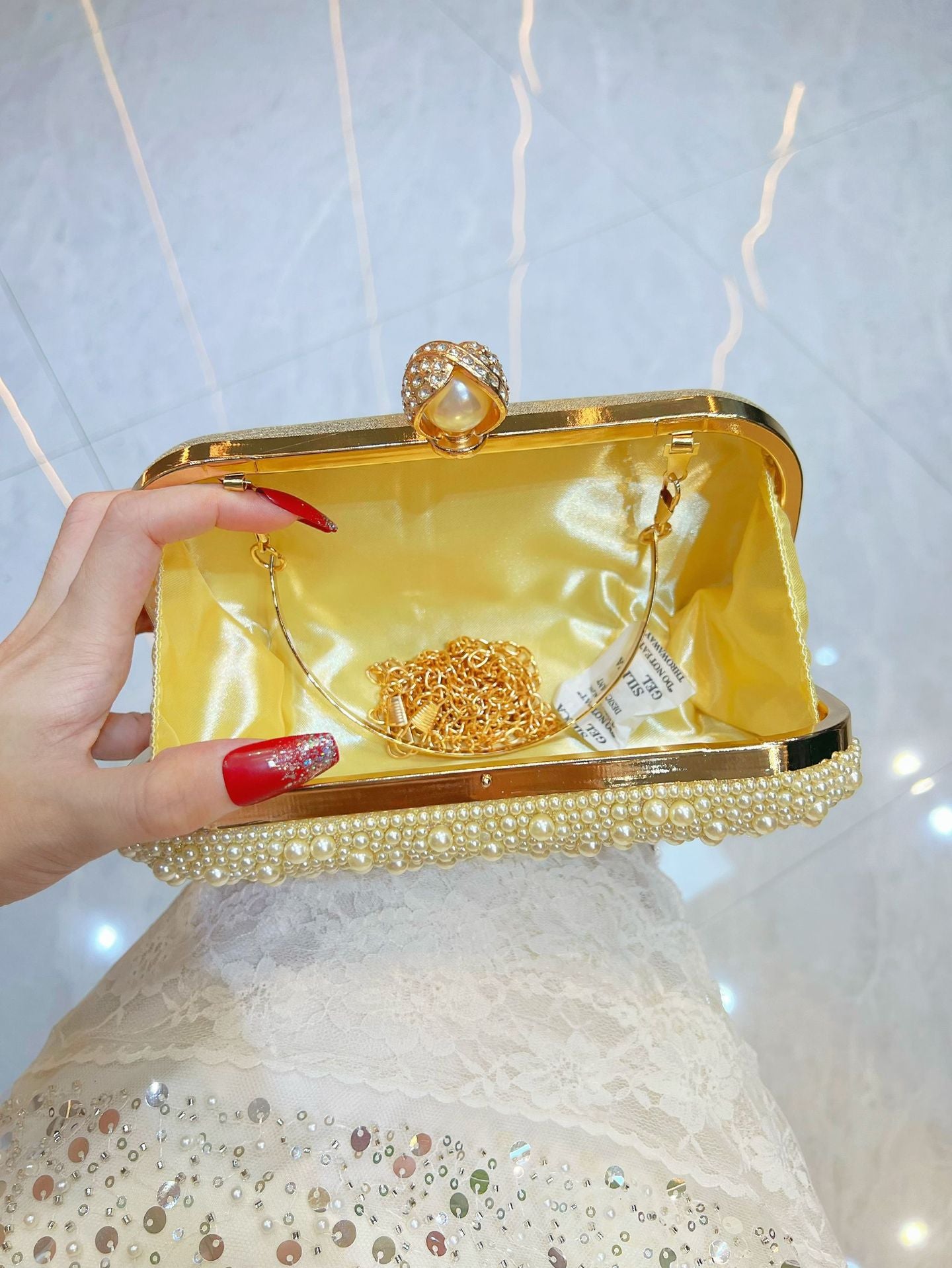 Women's Banquet Pearl Cheongsam Formal Dress Dinner Women's Clutch
