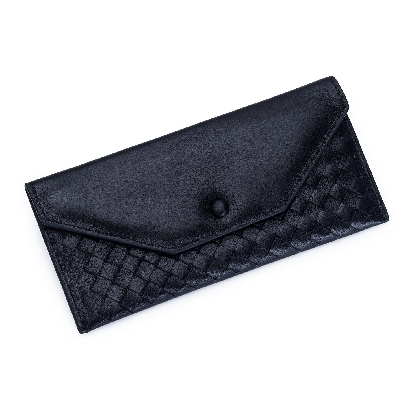 Women's & Men's Weave Long Multiple Slots Clutch Sheepskin Envelope The Buckle