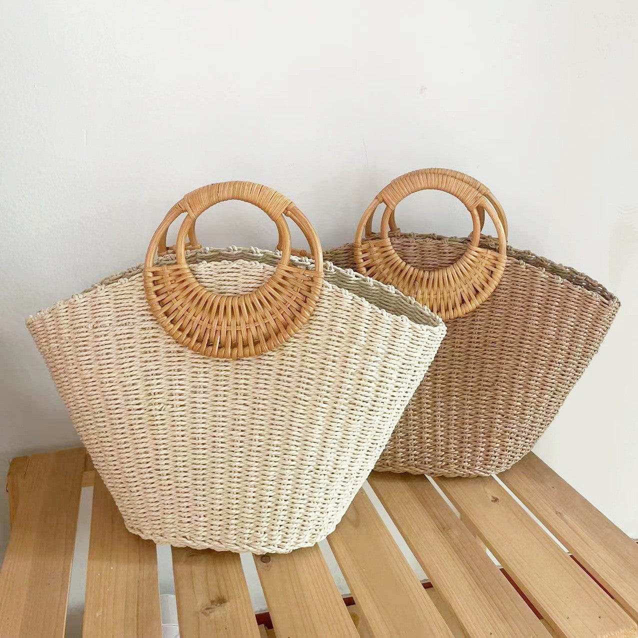 Women's Portable Simple Mori Style Woven Vacation Fashion Bags