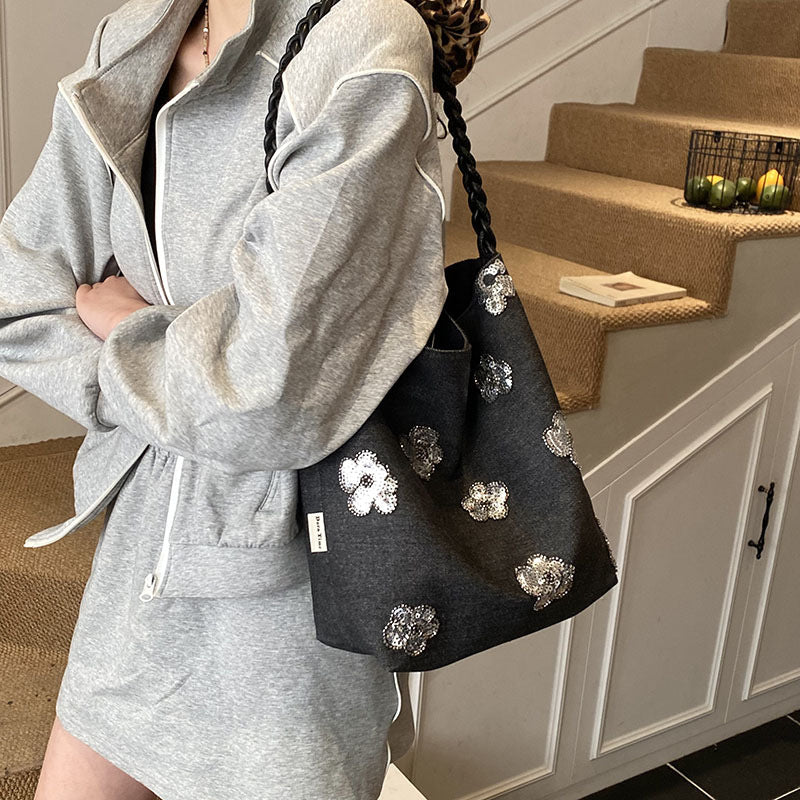Suede Simple Fashion Design Portable Korean Women's Shoulder Bag