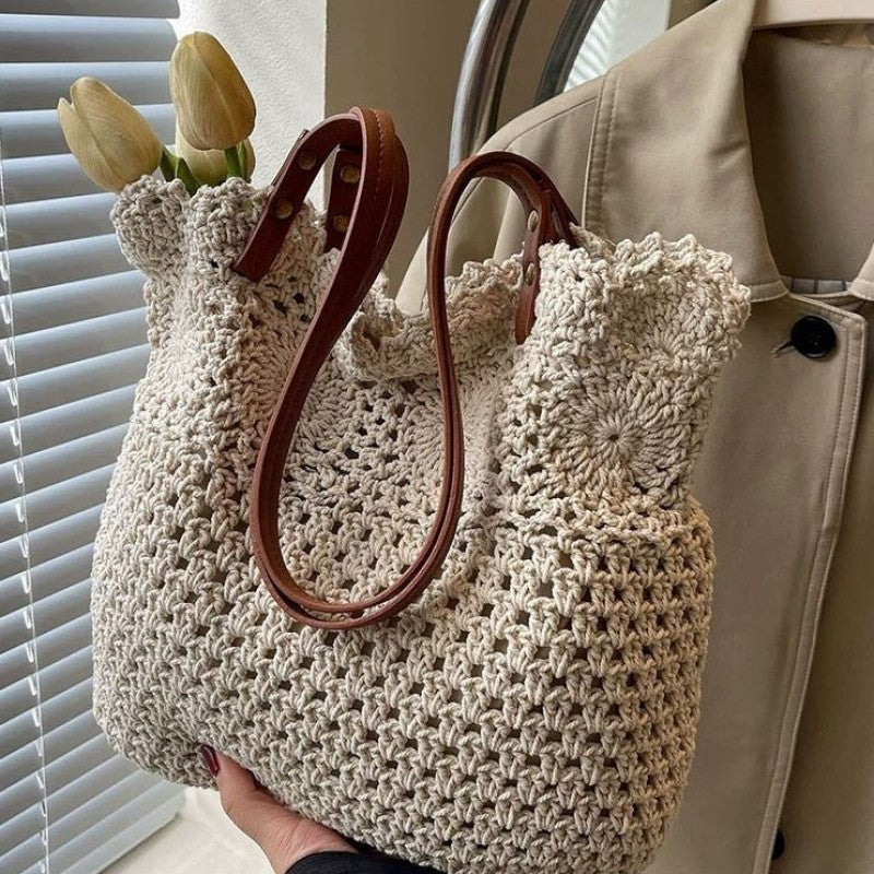 Women's Thread Hand-woven Seaside Beach Hollow Portable Women's Shoulder Bag
