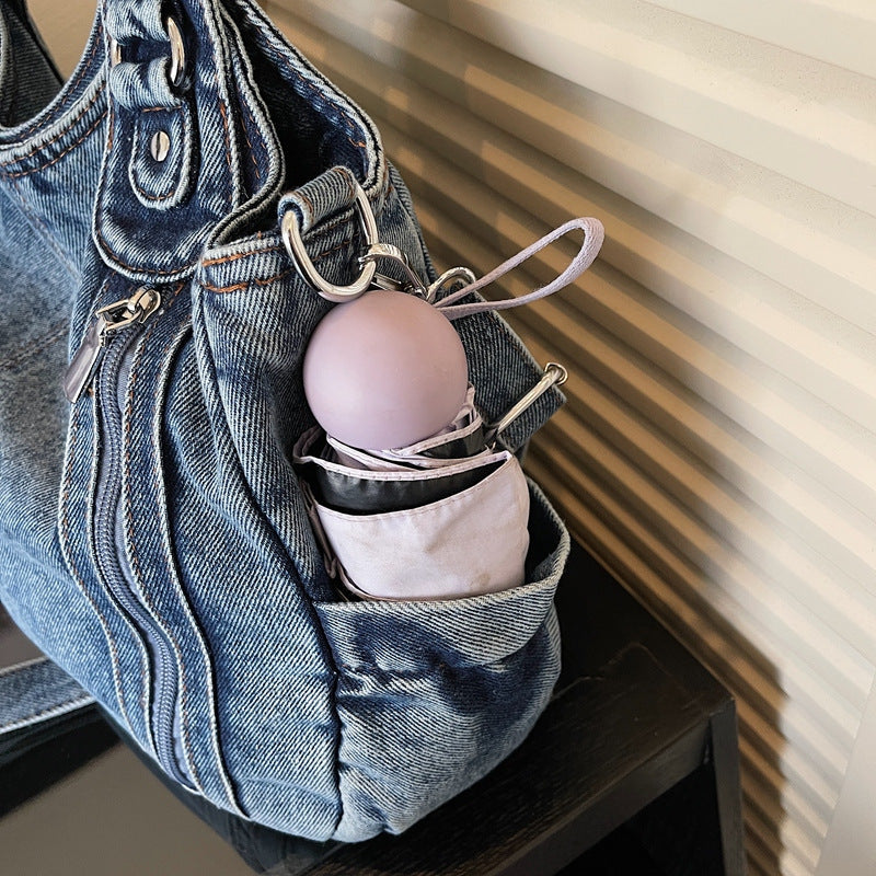 Niche Denim Large Capacity Design Sense Commuter Zipper Shoulder Bags