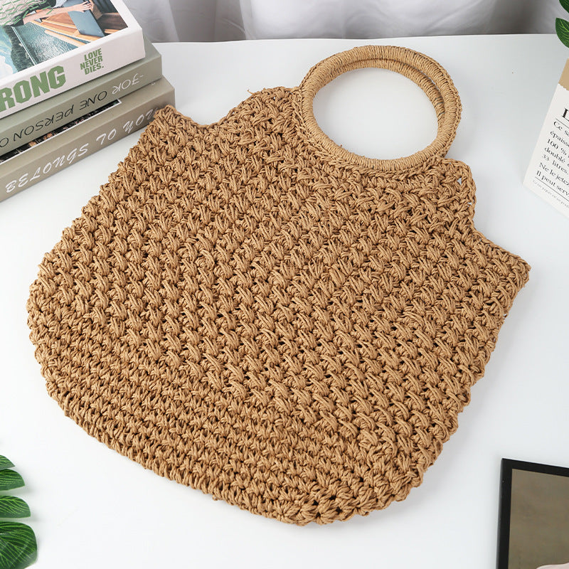 Women's Hand Carrying Straw Hand-woven Large Capacity Vacation Style Handbags
