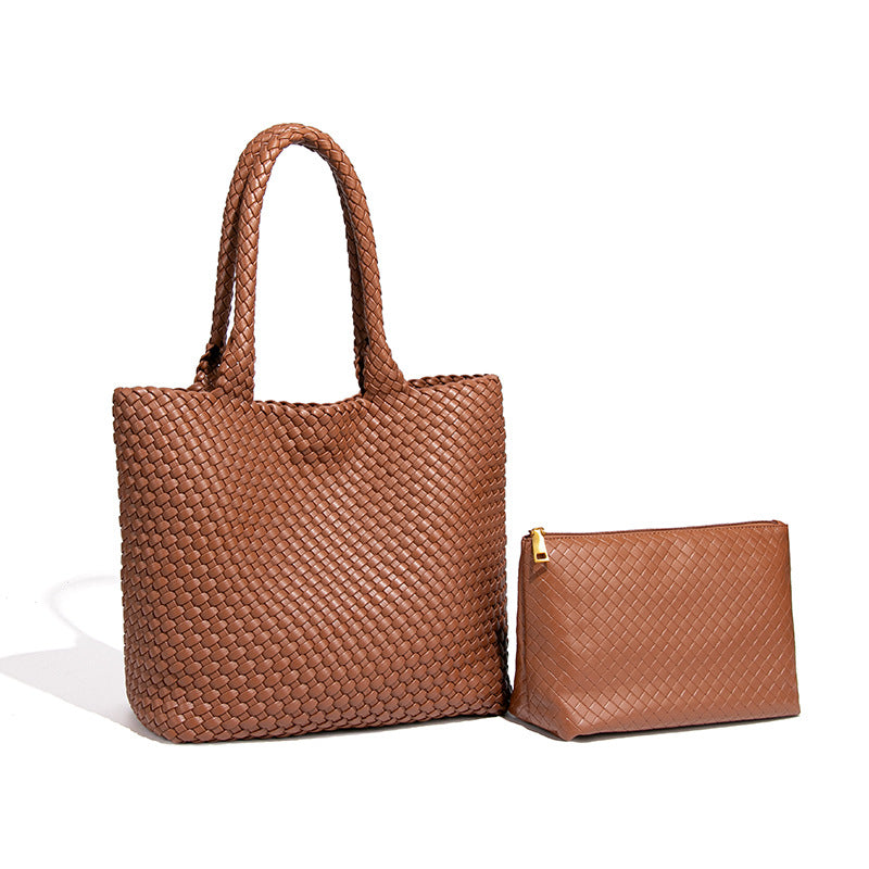Women's Large Capacity Underarm Pure Color Hand-woven Idle Women's Shoulder Bag