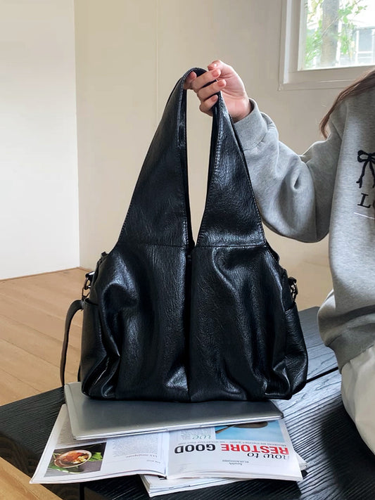 American Retro Oil Wax Skin Large Capacity Totes Women's Shoulder Bag