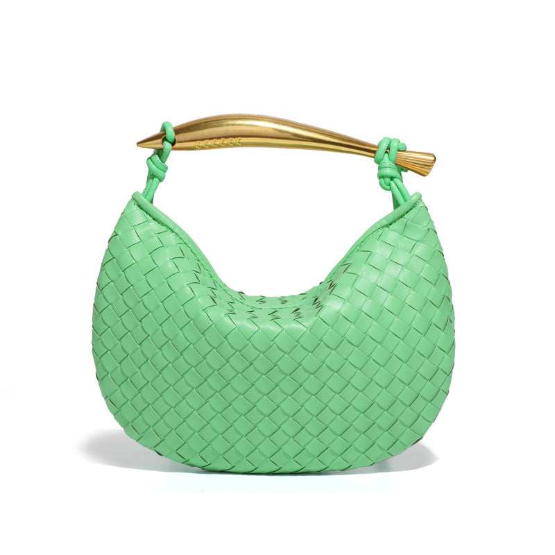 Women's Solid Color Dumpling Hand-woven Half Month Sardine Handbags