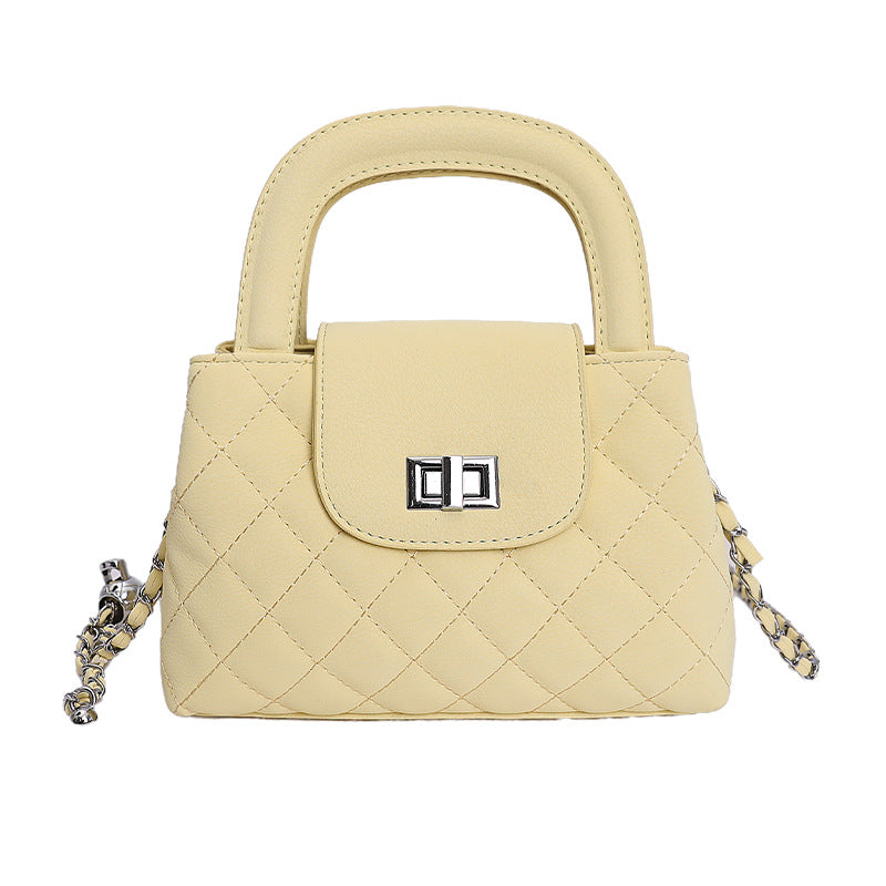 Women's Style Rhombus Chain Textured Portable Fashion Small Square Bag