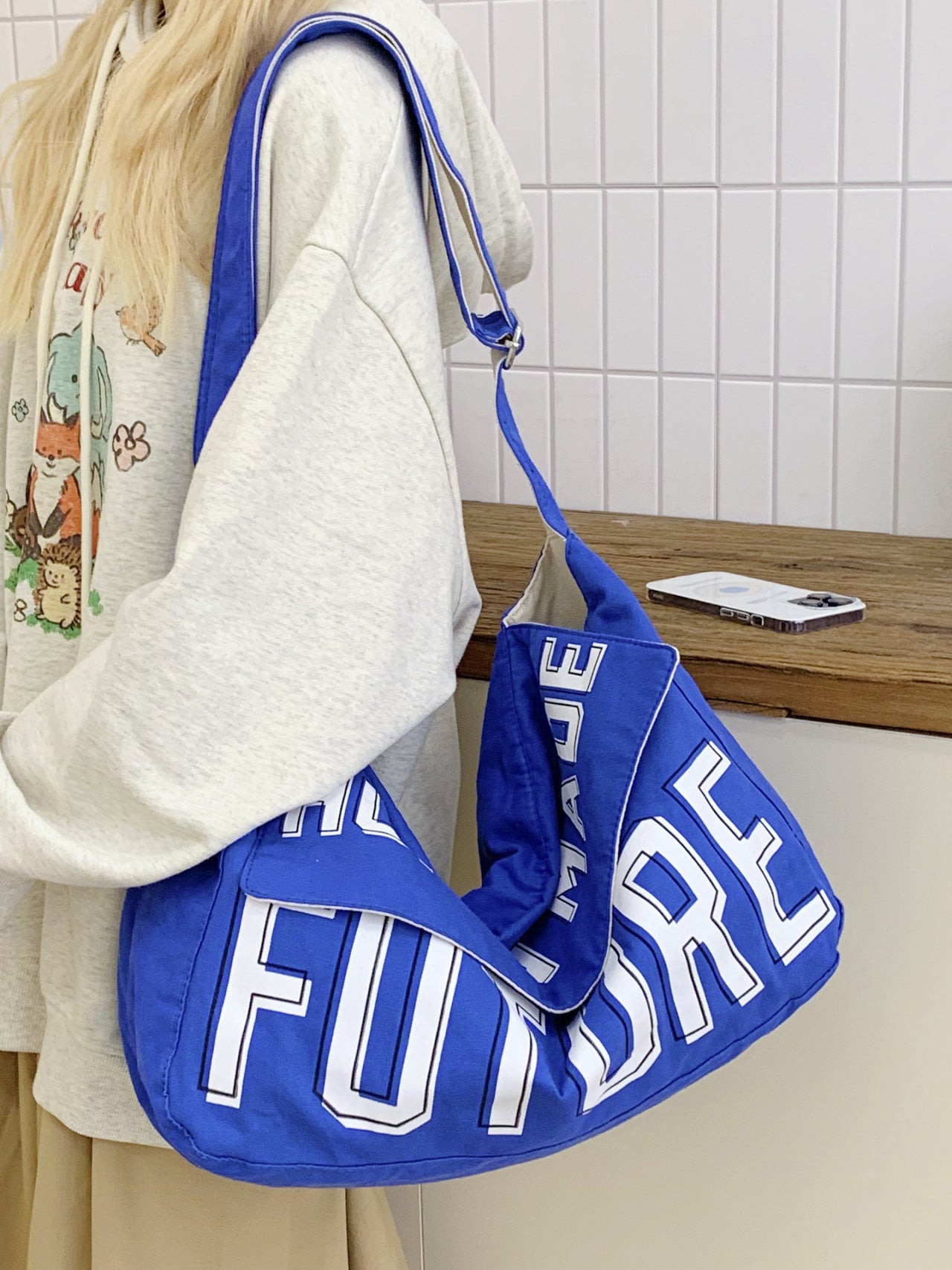 Women's Denim Leisure Large Capacity Plaid Women's Messenger Bag