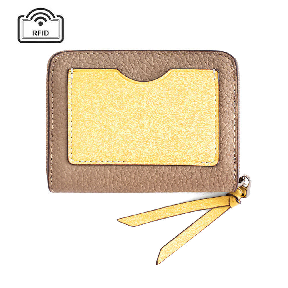 Women's Leather Made Korean Fashion Color Contrast First Layer Card Holder