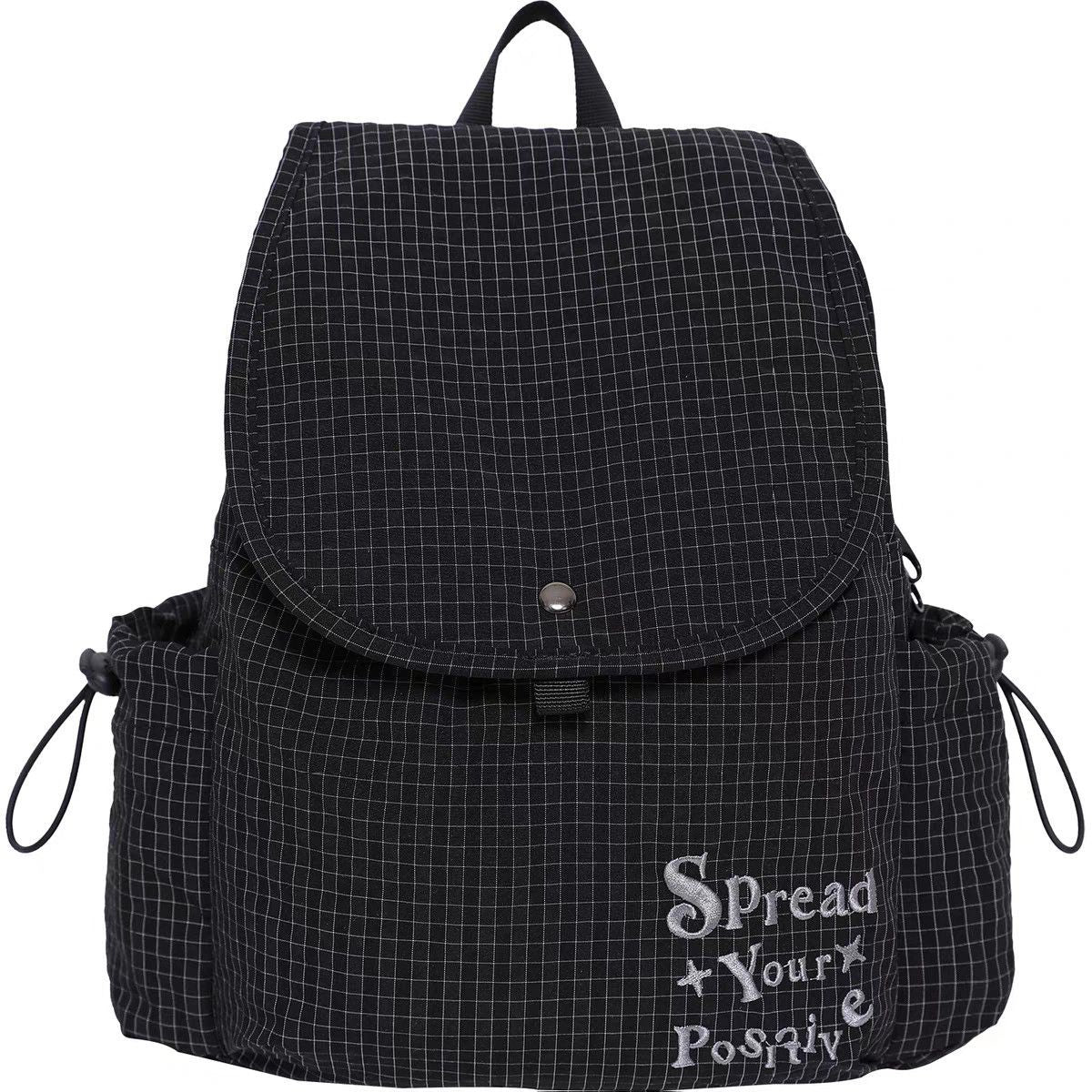 Checked Sweet Female College Plaid Canvas Niche Leisure Backpack