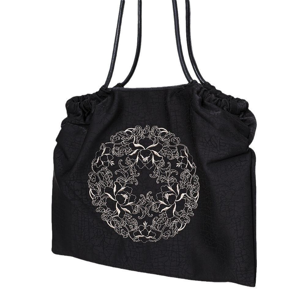 Women's Yarn Silk Turtle Crack Embroidered Chinese Style National Versatile Large Women's Handbag