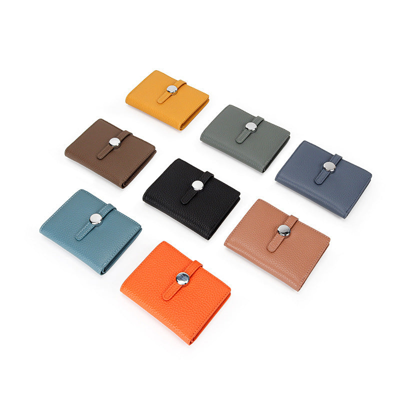 Women's First Layer Cowhide Short Trendy Genuine Leather Coin Purses