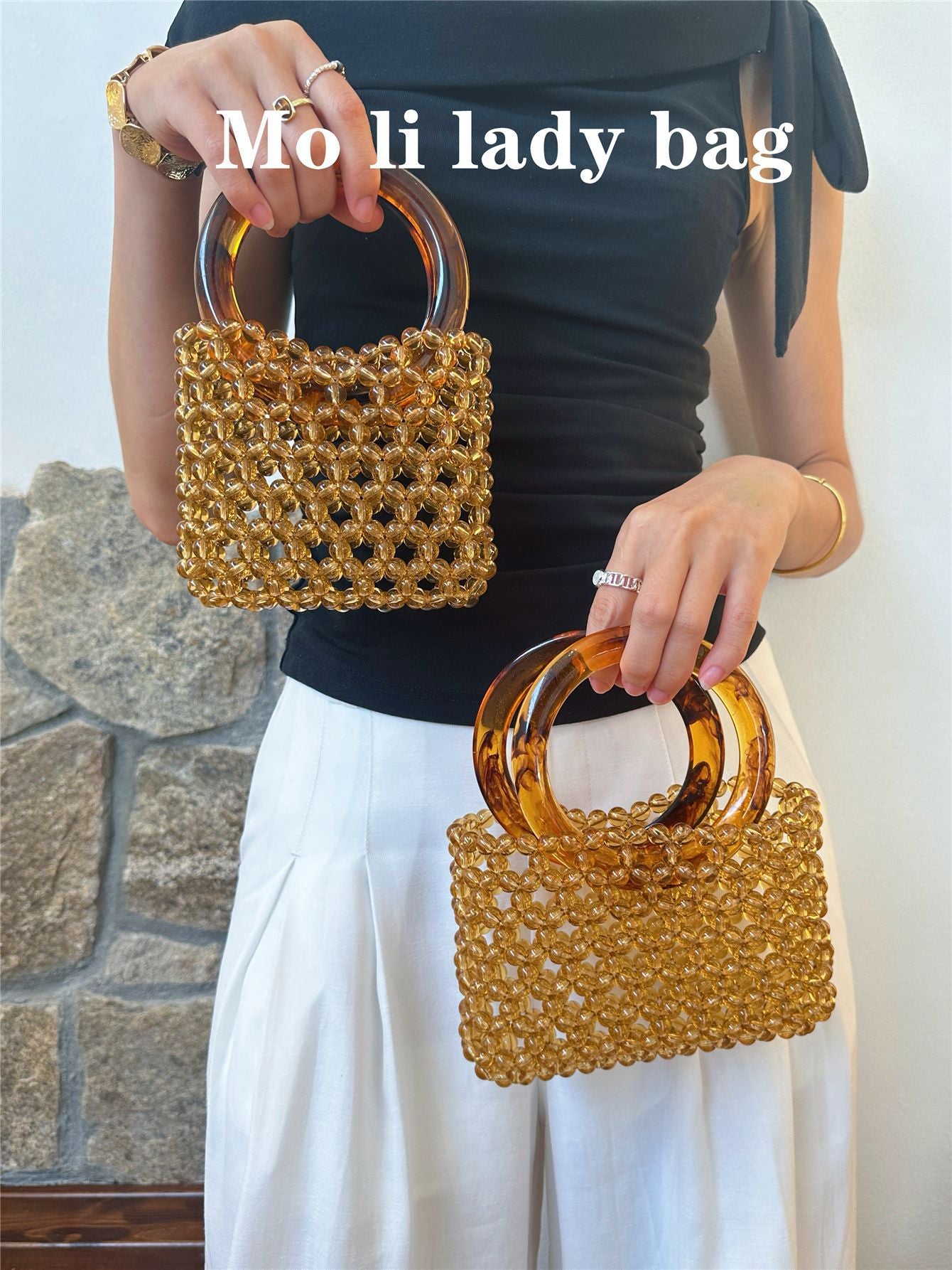Women's Vintage Beaded Hawksbill Popular Acrylic Women's Handbag