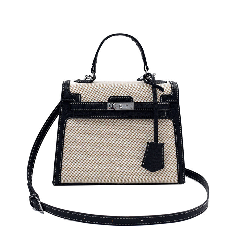Women's High-grade Retro Portable Kelly Linen Stitching Women's Handbag