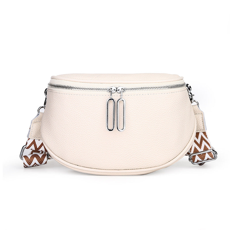 Women's Genuine Leather Saddle Fashion Simple Minority Women's Chest Bag, Fanny Pack