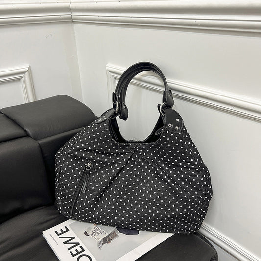 Women's Korean Style Polka Dot Fashion Retro Underarm Versatile Large Capacity Women's Shoulder Bag