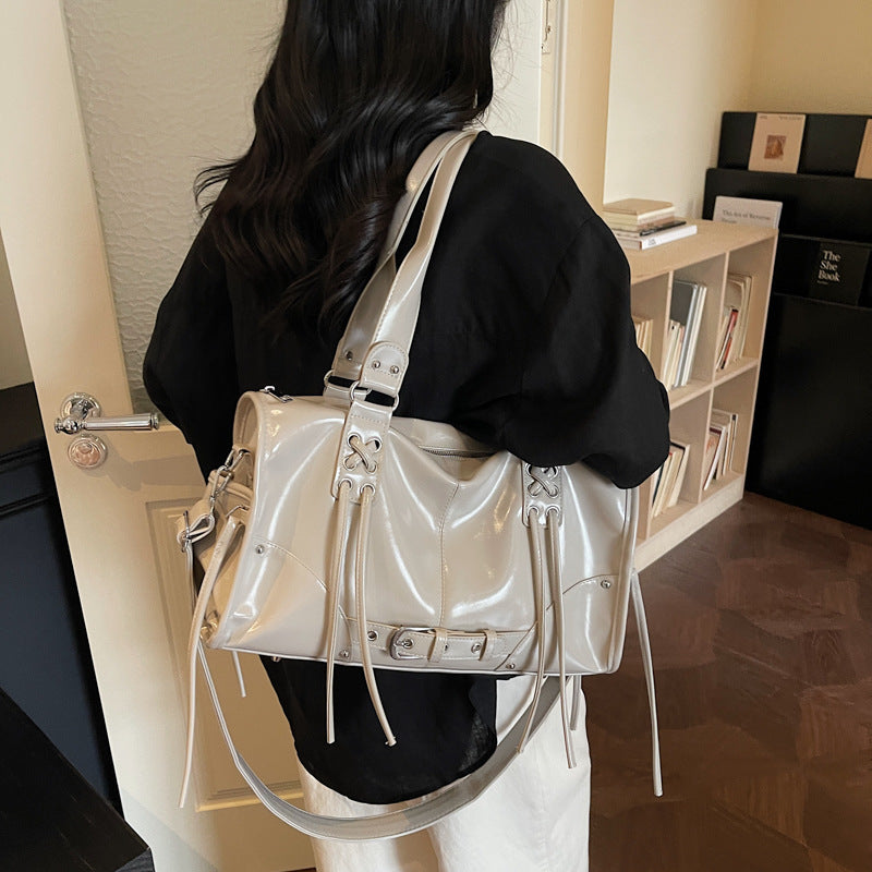 Loose Glossy Leisure Commute Large Capacity Retro Simple High Shoulder Bags